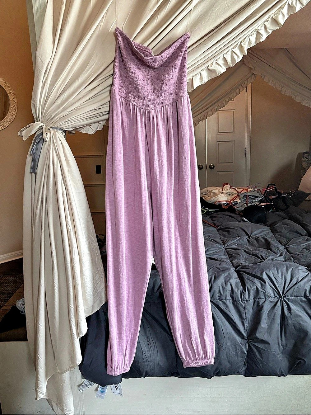 American Eagle Outfitters Smocked Jumpsuit in Purple Size 4 NWT